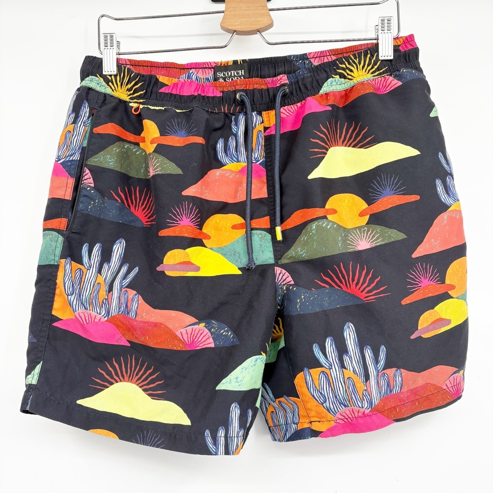 Scotch & Soda x Abel Macias Mens Desert Print Resort Vacation Swim Shorts Size L